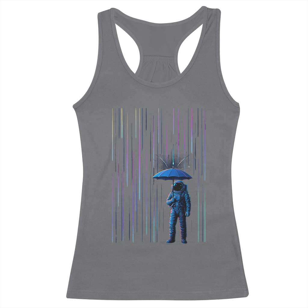 Perseid Meteor Shower Raining Astronaut With Umbrella Racerback Tank Top - Wonder Print Shop