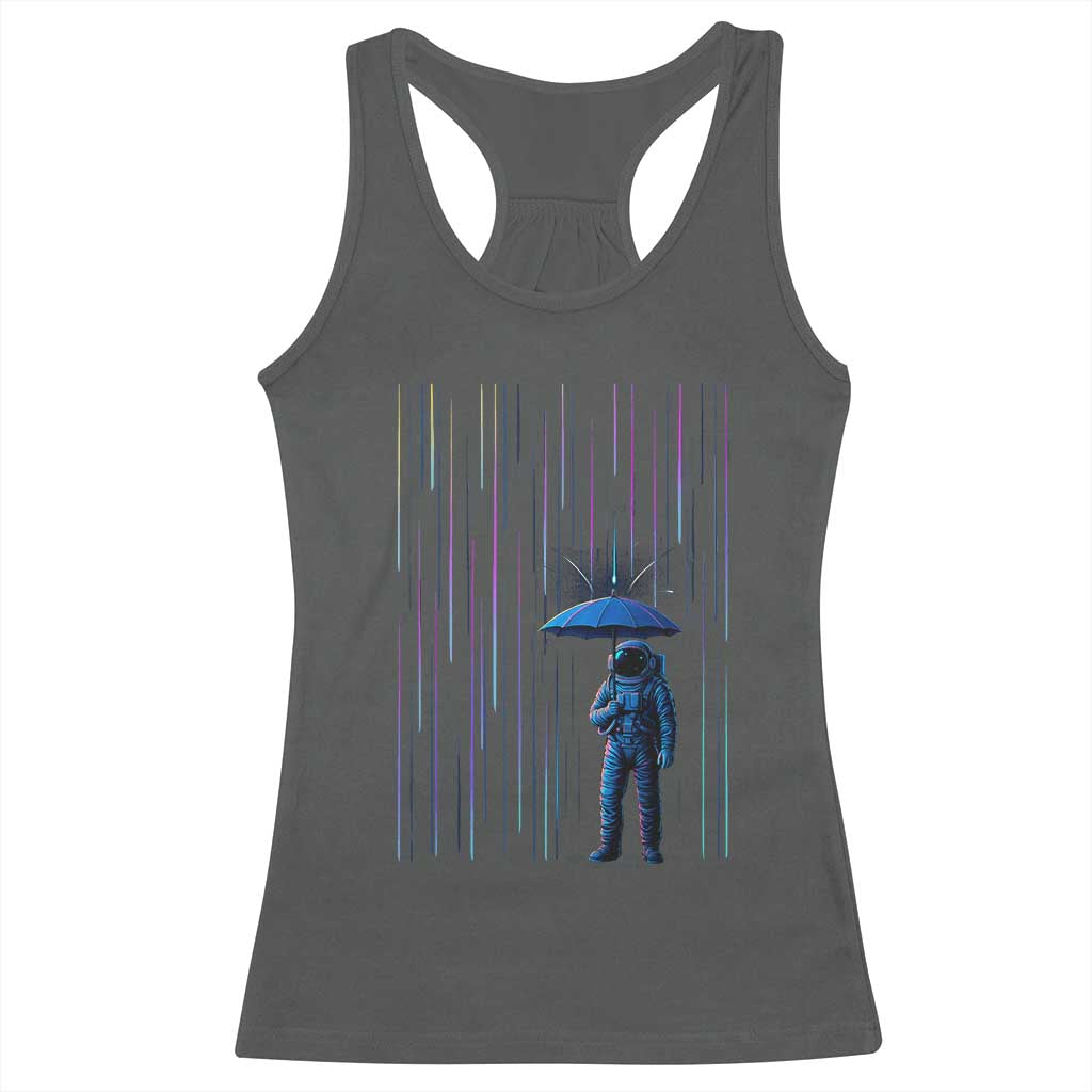 Perseid Meteor Shower Raining Astronaut With Umbrella Racerback Tank Top - Wonder Print Shop