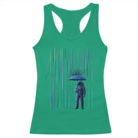 Perseid Meteor Shower Raining Astronaut With Umbrella Racerback Tank Top - Wonder Print Shop