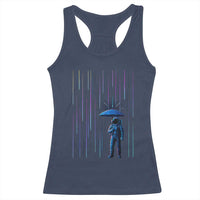 Perseid Meteor Shower Raining Astronaut With Umbrella Racerback Tank Top - Wonder Print Shop