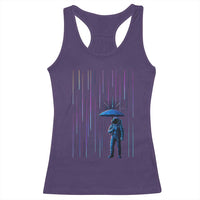 Perseid Meteor Shower Raining Astronaut With Umbrella Racerback Tank Top - Wonder Print Shop
