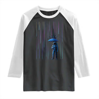 Perseid Meteor Shower Raining Astronaut With Umbrella Raglan Shirt - Wonder Print Shop