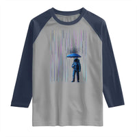 Perseid Meteor Shower Raining Astronaut With Umbrella Raglan Shirt - Wonder Print Shop
