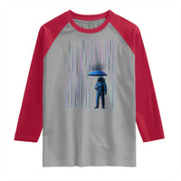 Perseid Meteor Shower Raining Astronaut With Umbrella Raglan Shirt - Wonder Print Shop