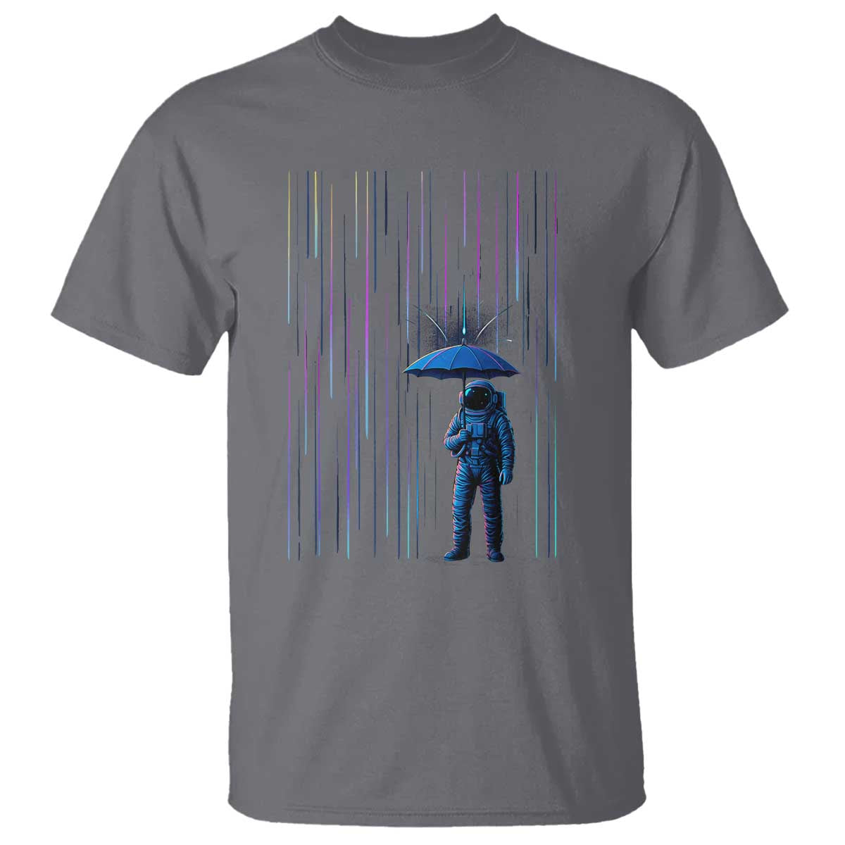 Perseid Meteor Shower Raining Astronaut With Umbrella T Shirt - Wonder Print Shop
