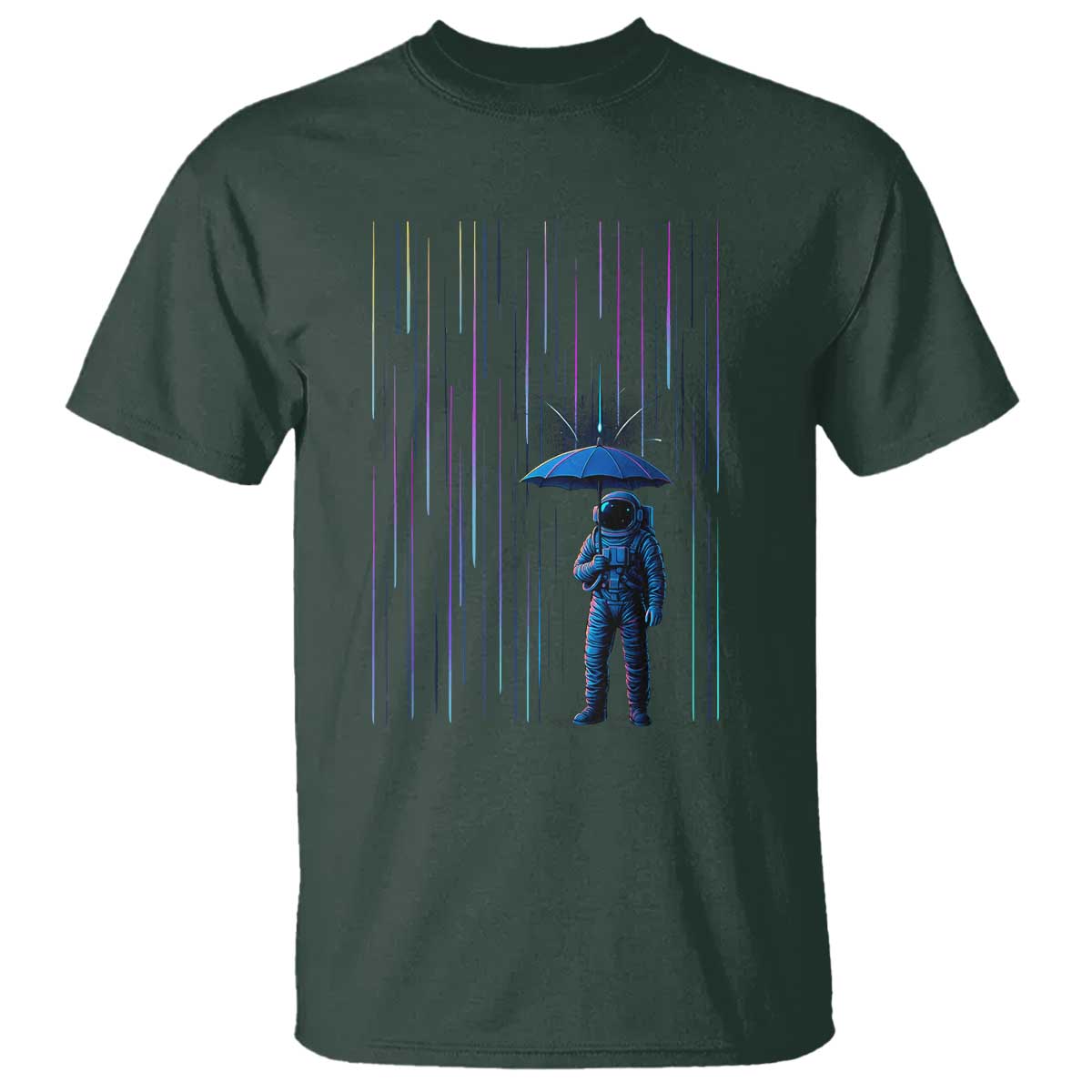 Perseid Meteor Shower Raining Astronaut With Umbrella T Shirt - Wonder Print Shop