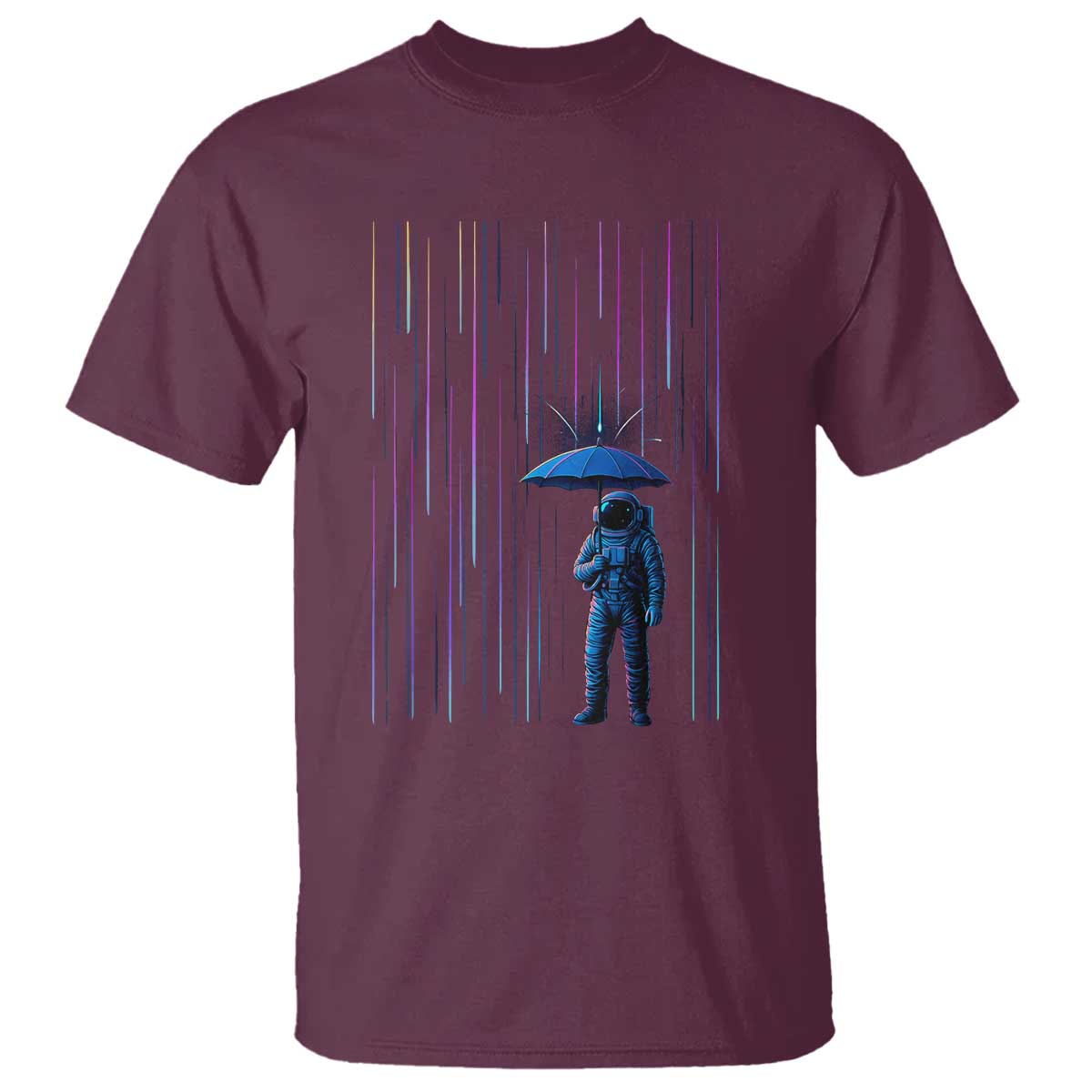 Perseid Meteor Shower Raining Astronaut With Umbrella T Shirt - Wonder Print Shop