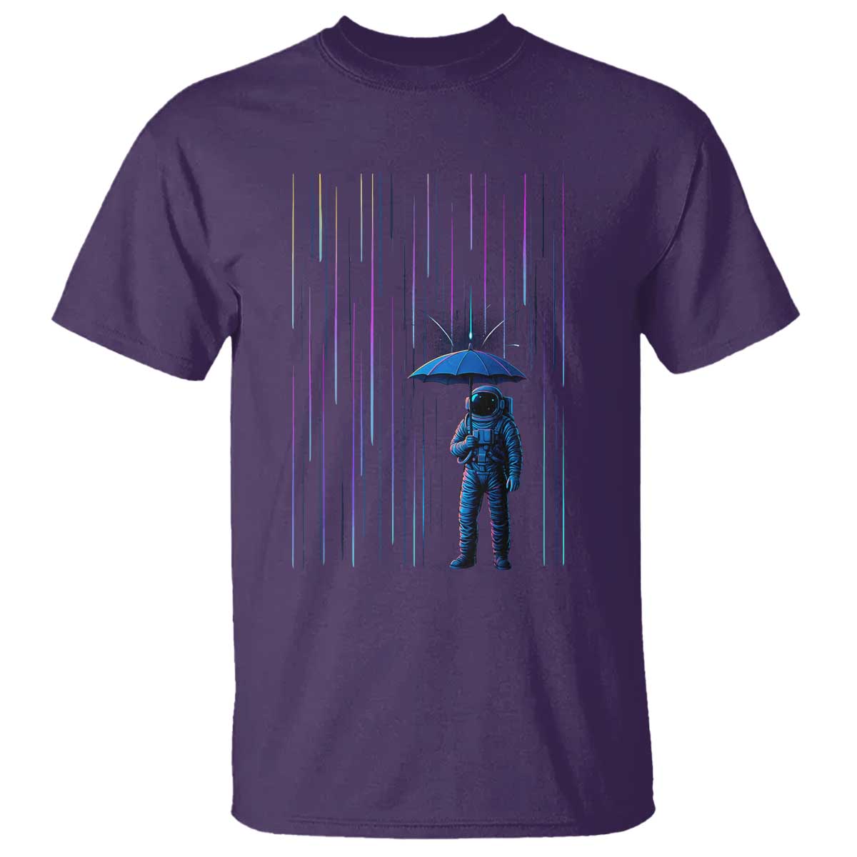 Perseid Meteor Shower Raining Astronaut With Umbrella T Shirt - Wonder Print Shop