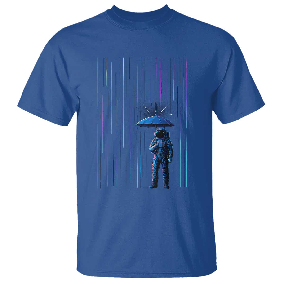 Perseid Meteor Shower Raining Astronaut With Umbrella T Shirt - Wonder Print Shop