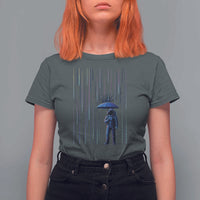 Perseid Meteor Shower Raining Astronaut With Umbrella T Shirt For Women - Wonder Print Shop