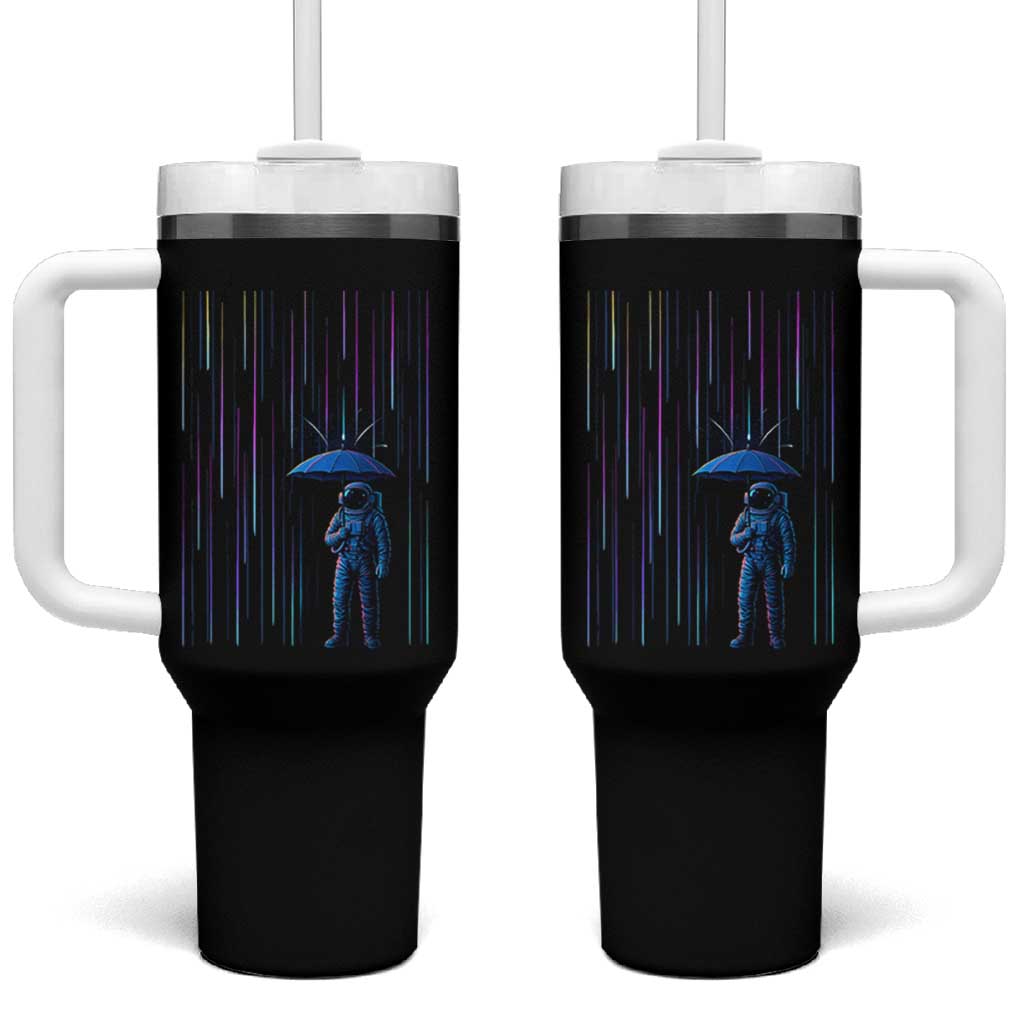 Perseid Meteor Shower Raining Astronaut With Umbrella Tumbler With Handle - Wonder Print Shop