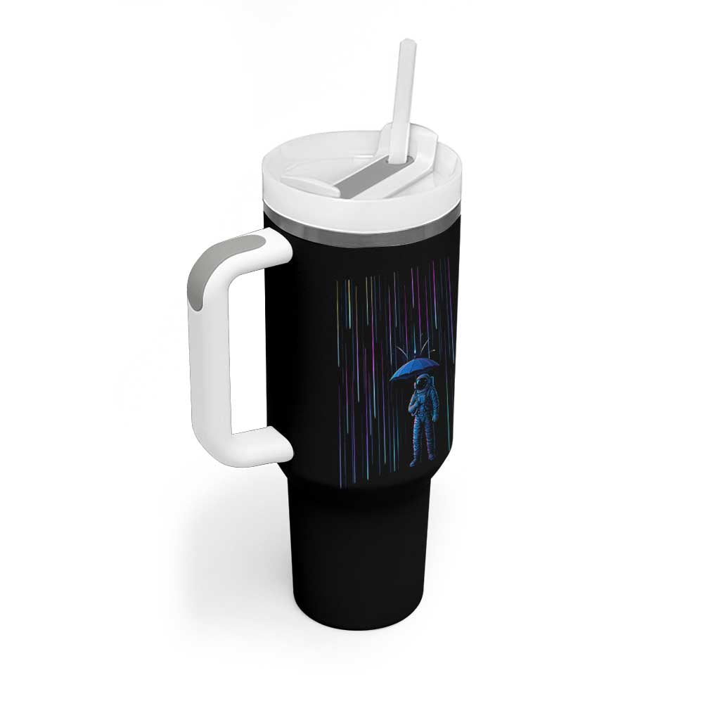 Perseid Meteor Shower Raining Astronaut With Umbrella Tumbler With Handle - Wonder Print Shop