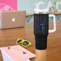 Perseid Meteor Shower Raining Astronaut With Umbrella Tumbler With Handle - Wonder Print Shop