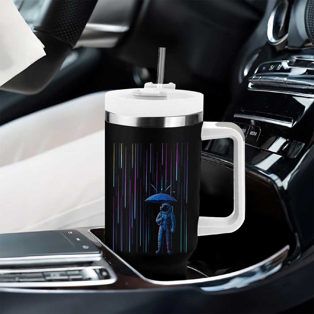 Perseid Meteor Shower Raining Astronaut With Umbrella Tumbler With Handle - Wonder Print Shop