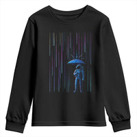 Perseid Meteor Shower Raining Astronaut With Umbrella Youth Sweatshirt - Wonder Print Shop