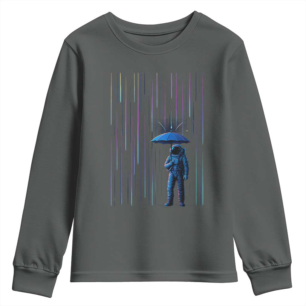 Perseid Meteor Shower Raining Astronaut With Umbrella Youth Sweatshirt - Wonder Print Shop