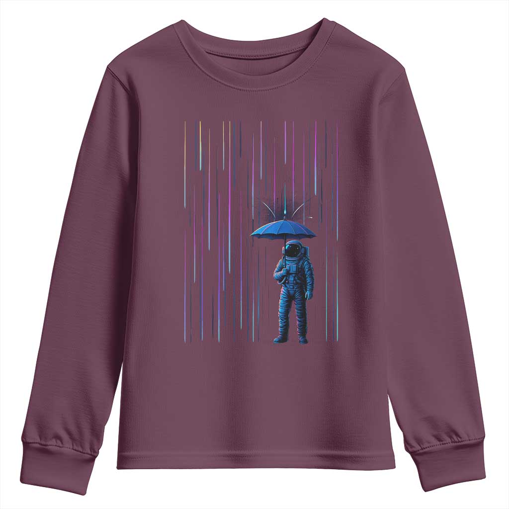 Perseid Meteor Shower Raining Astronaut With Umbrella Youth Sweatshirt - Wonder Print Shop