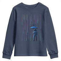 Perseid Meteor Shower Raining Astronaut With Umbrella Youth Sweatshirt - Wonder Print Shop