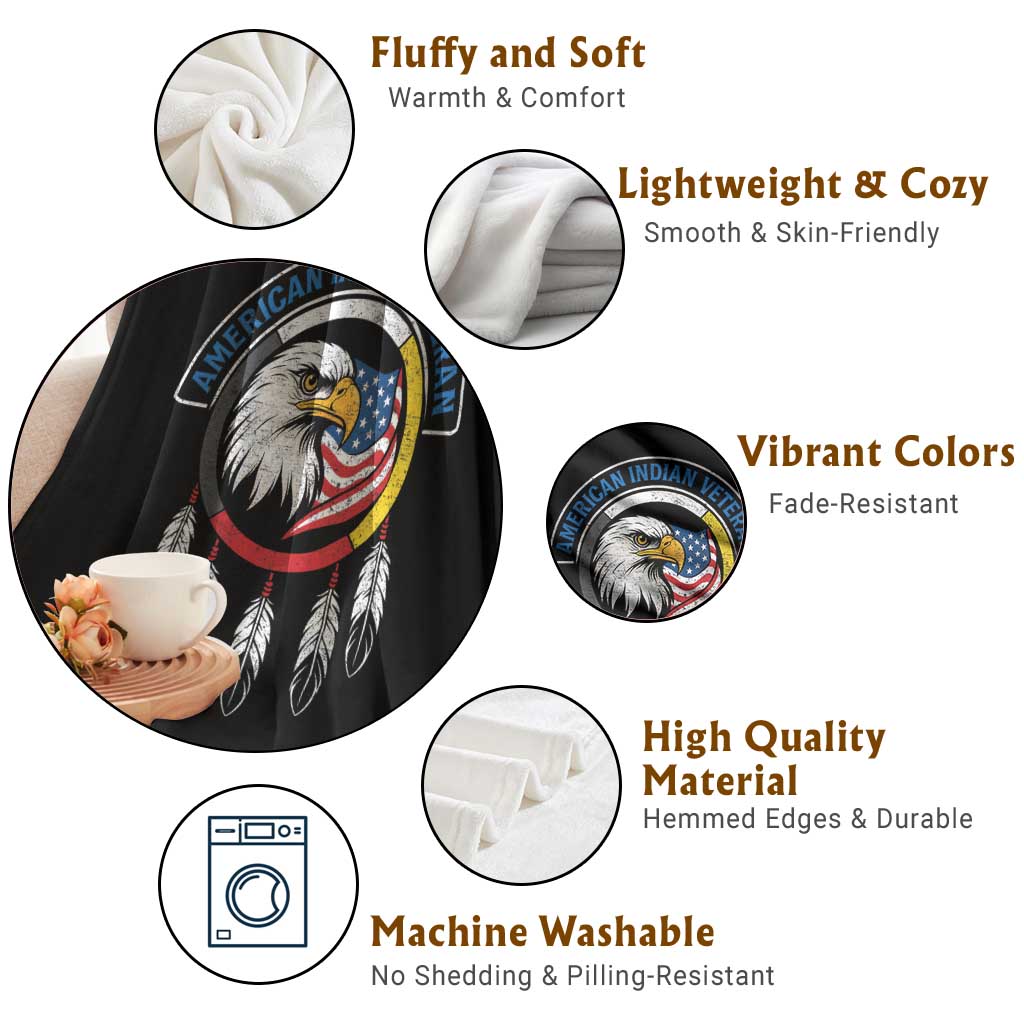 American Indian Veteran Throw Blanket Native American Veteran Eagle Dreamcatcher - Wonder Print Shop