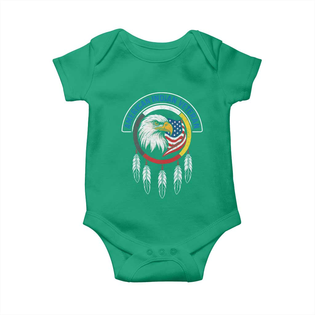American Indian Veteran Baby Onesie Native American Veteran Eagle Dreamcatcher - Wonder Print Shop