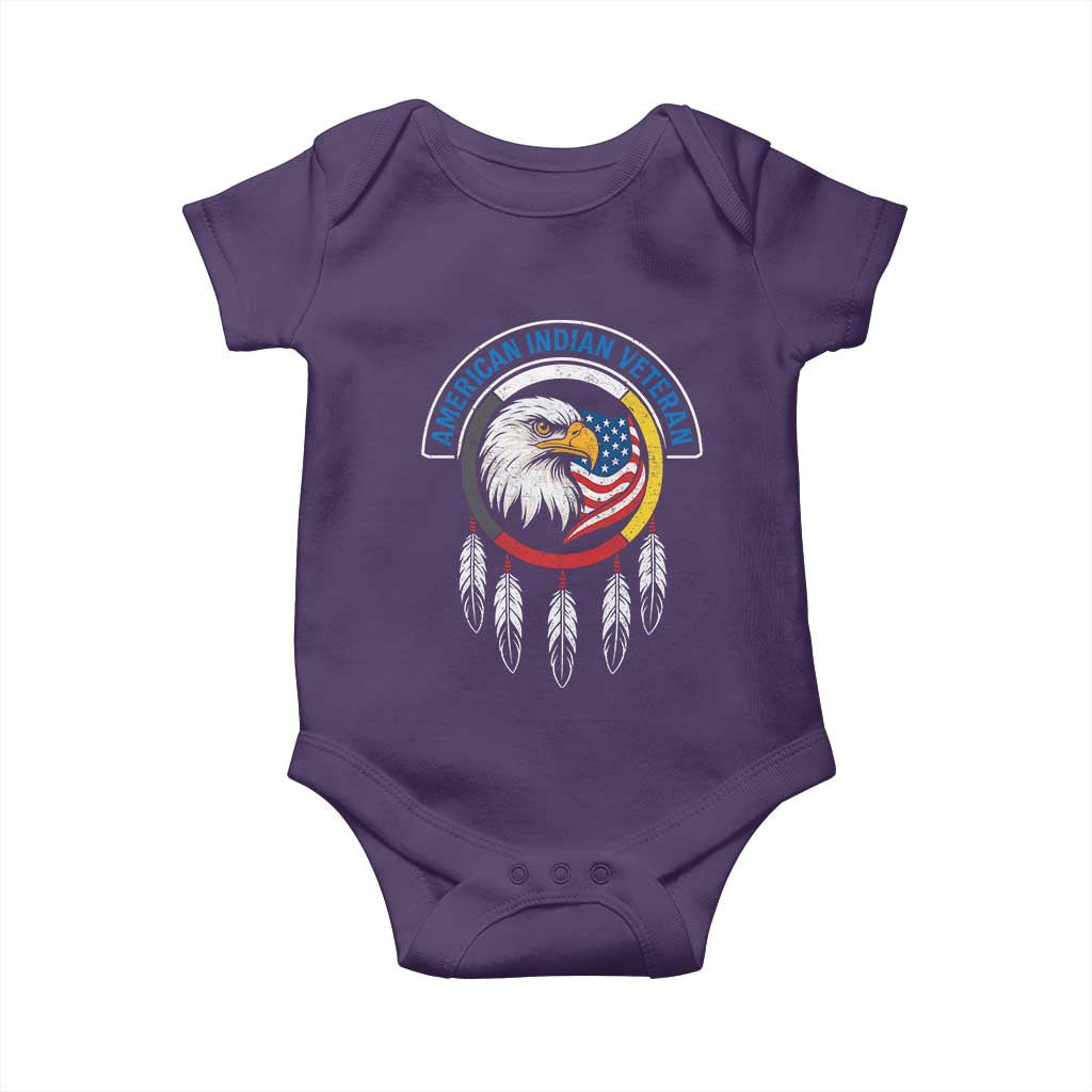 American Indian Veteran Baby Onesie Native American Veteran Eagle Dreamcatcher - Wonder Print Shop