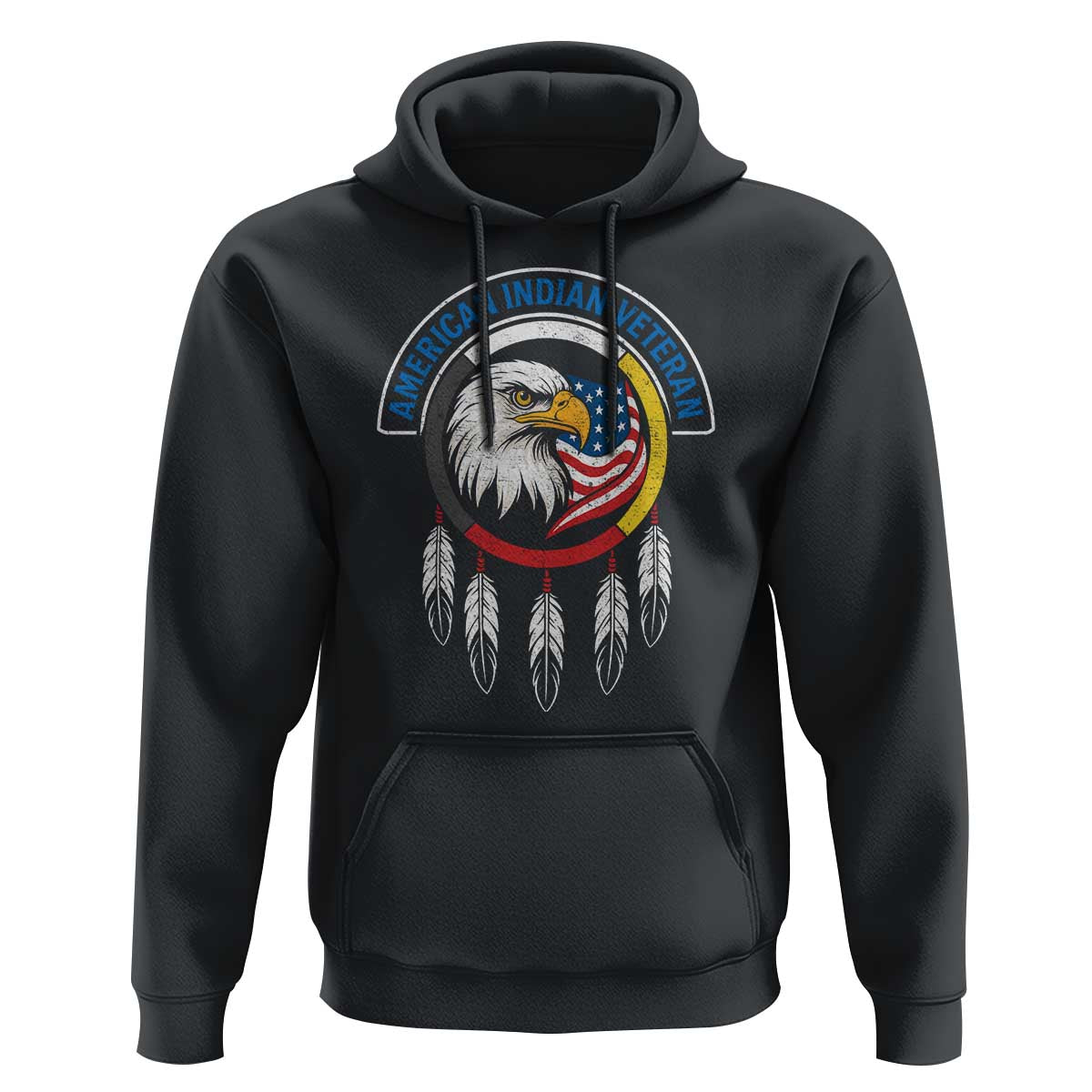 American Indian Veteran Hoodie Native American Veteran Eagle Dreamcatcher - Wonder Print Shop
