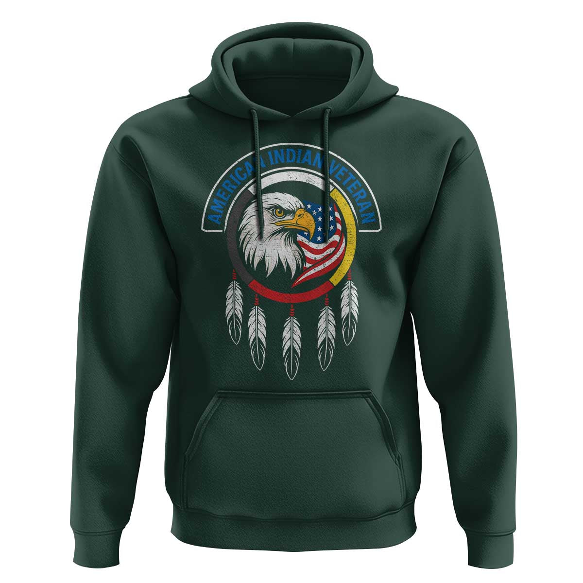 American Indian Veteran Hoodie Native American Veteran Eagle Dreamcatcher - Wonder Print Shop