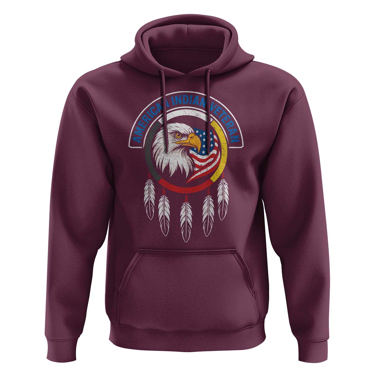 American Indian Veteran Hoodie Native American Veteran Eagle Dreamcatcher - Wonder Print Shop