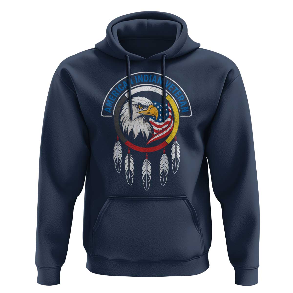 American Indian Veteran Hoodie Native American Veteran Eagle Dreamcatcher - Wonder Print Shop