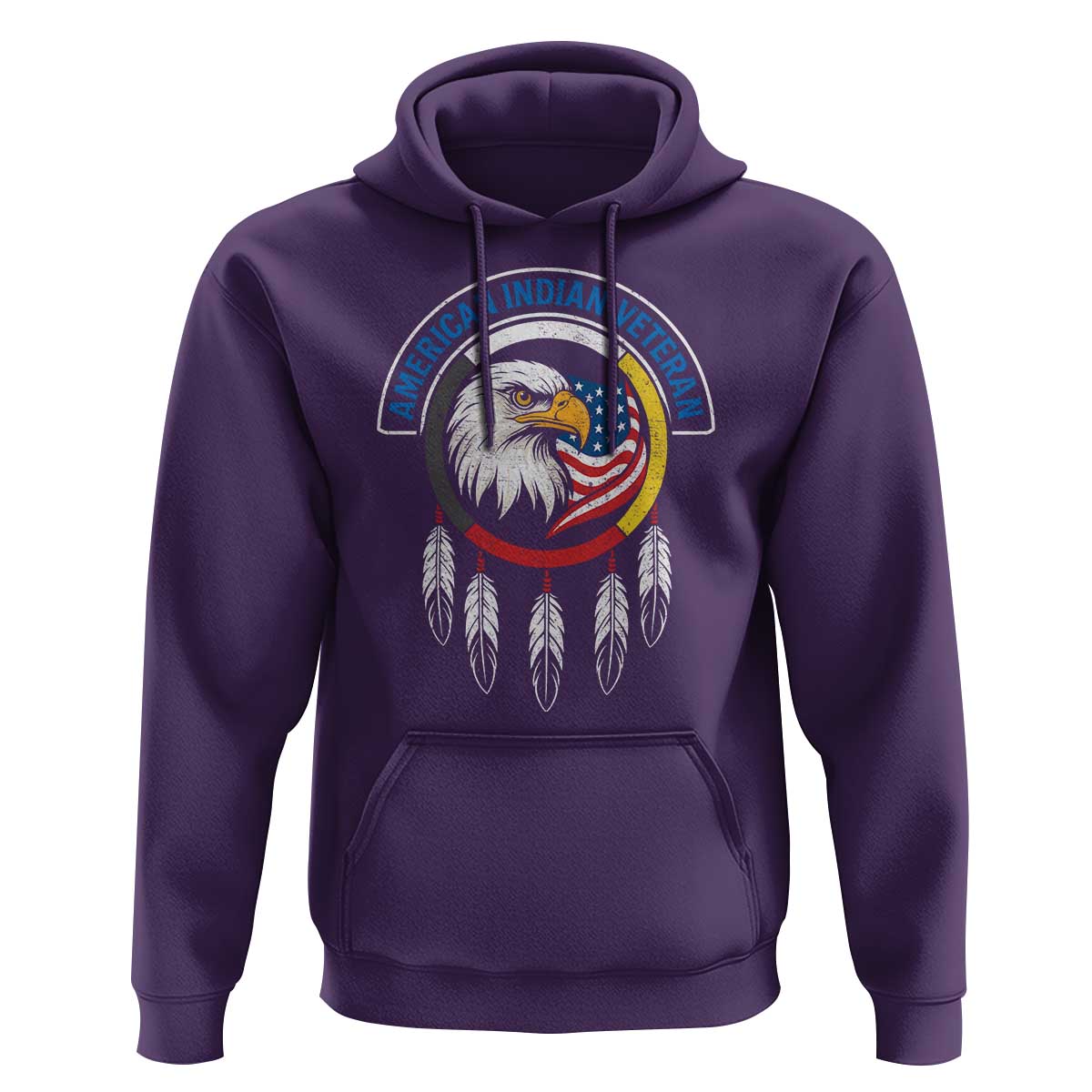 American Indian Veteran Hoodie Native American Veteran Eagle Dreamcatcher - Wonder Print Shop