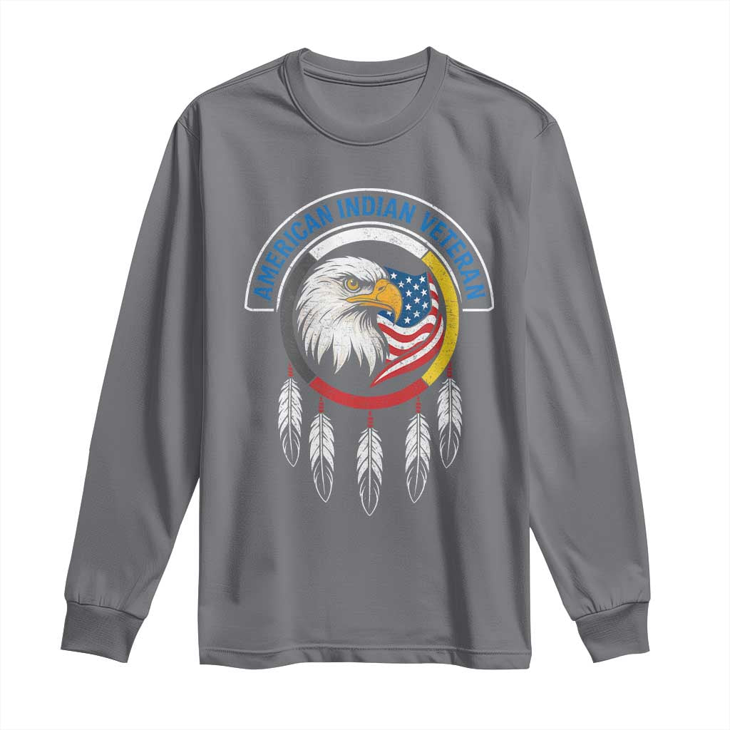 American Indian Veteran Long Sleeve Shirt Native American Veteran Eagle Dreamcatcher - Wonder Print Shop