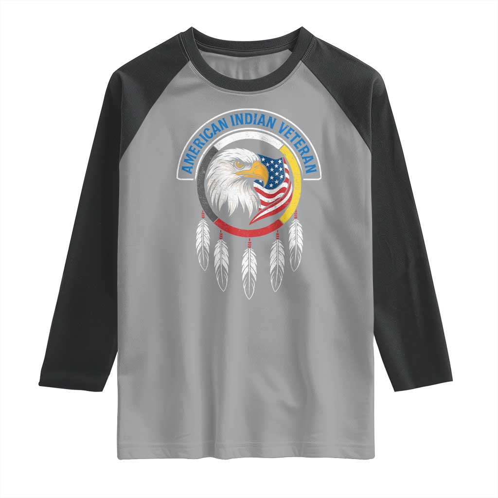 American Indian Veteran Raglan Shirt Native American Veteran Eagle Dreamcatcher - Wonder Print Shop
