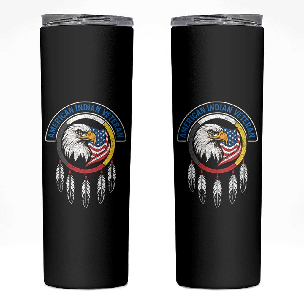 American Indian Veteran Skinny Tumbler Native American Veteran Eagle Dreamcatcher - Wonder Print Shop