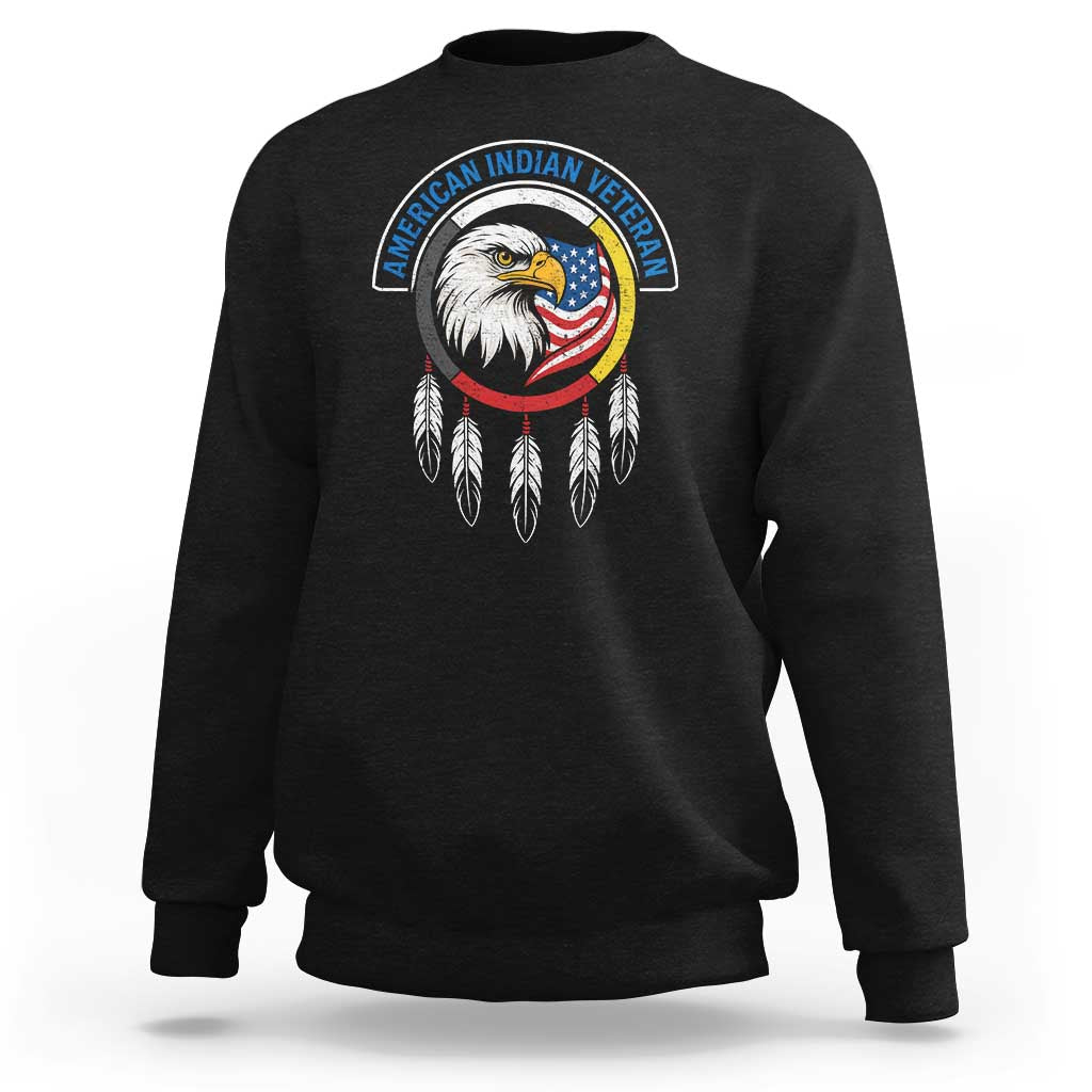 American Indian Veteran Sweatshirt Native American Veteran Eagle Dreamcatcher - Wonder Print Shop