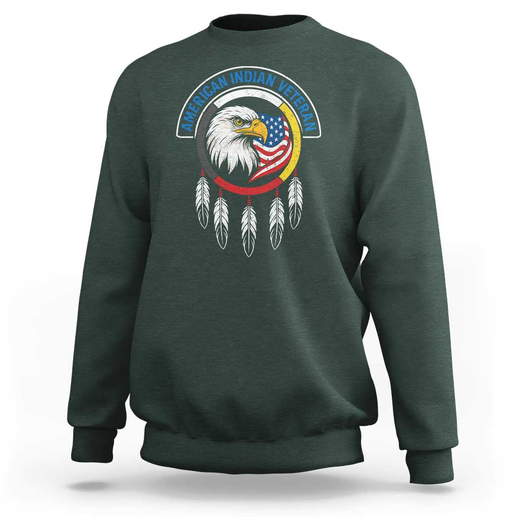 American Indian Veteran Sweatshirt Native American Veteran Eagle Dreamcatcher - Wonder Print Shop