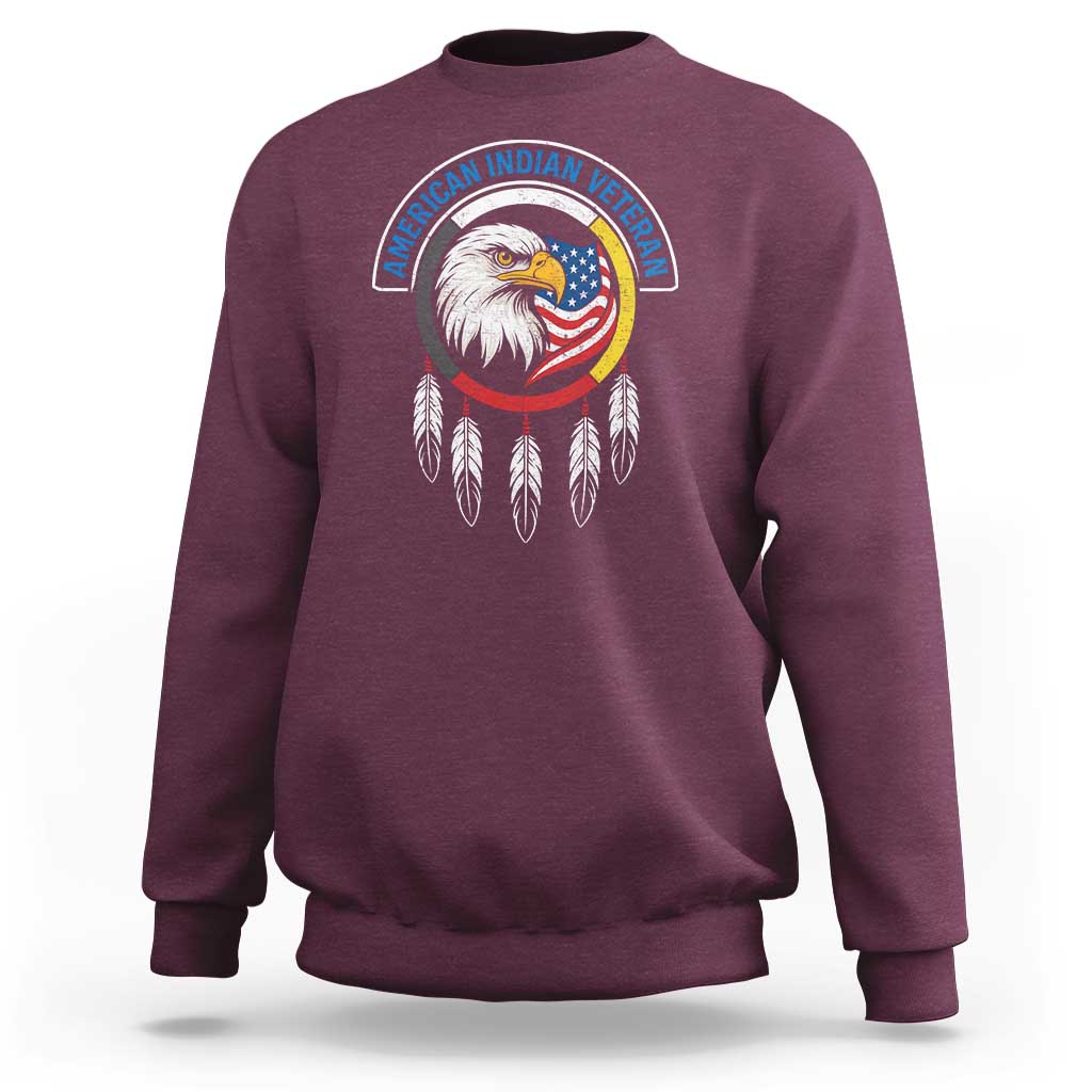 American Indian Veteran Sweatshirt Native American Veteran Eagle Dreamcatcher - Wonder Print Shop