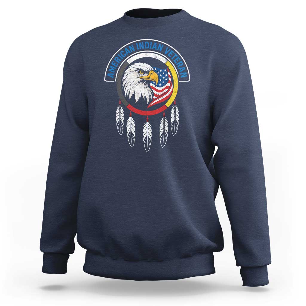 American Indian Veteran Sweatshirt Native American Veteran Eagle Dreamcatcher - Wonder Print Shop
