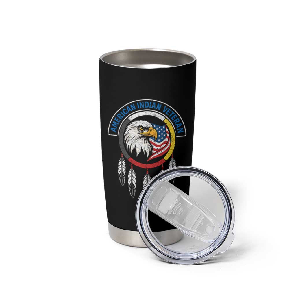 American Indian Veteran Tumbler Cup Native American Veteran Eagle Dreamcatcher - Wonder Print Shop