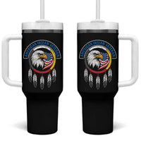 American Indian Veteran Tumbler With Handle Native American Veteran Eagle Dreamcatcher - Wonder Print Shop