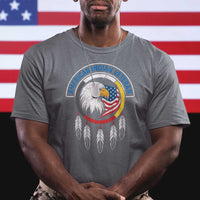 American Indian Veteran T Shirt Native American Veteran Eagle Dreamcatcher - Wonder Print Shop
