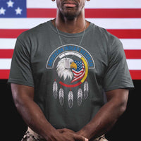 American Indian Veteran T Shirt Native American Veteran Eagle Dreamcatcher - Wonder Print Shop