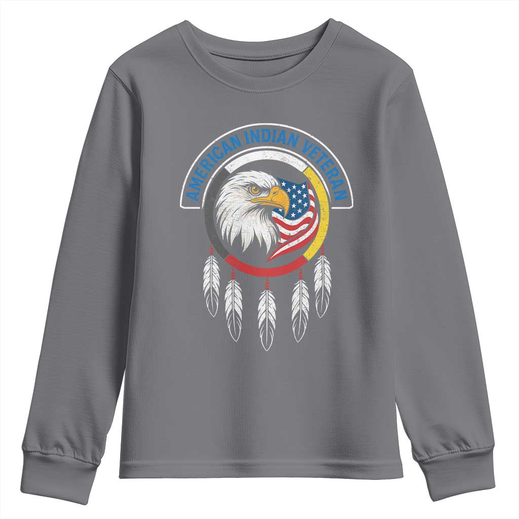 American Indian Veteran Youth Sweatshirt Native American Veteran Eagle Dreamcatcher - Wonder Print Shop