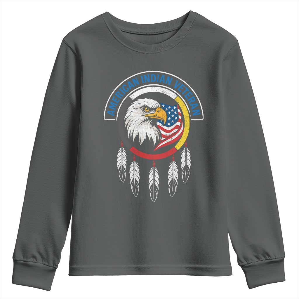 American Indian Veteran Youth Sweatshirt Native American Veteran Eagle Dreamcatcher - Wonder Print Shop