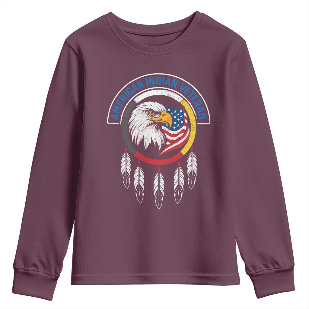 American Indian Veteran Youth Sweatshirt Native American Veteran Eagle Dreamcatcher - Wonder Print Shop