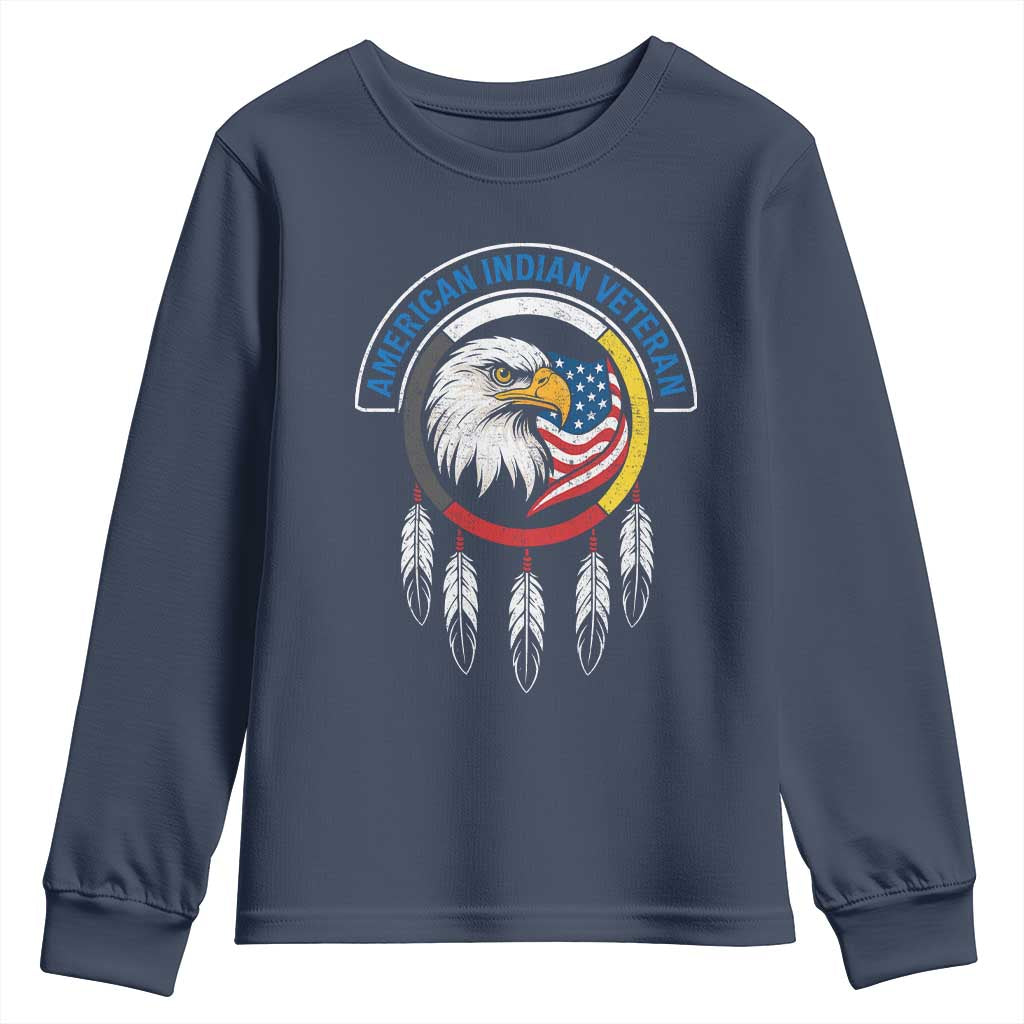 American Indian Veteran Youth Sweatshirt Native American Veteran Eagle Dreamcatcher - Wonder Print Shop