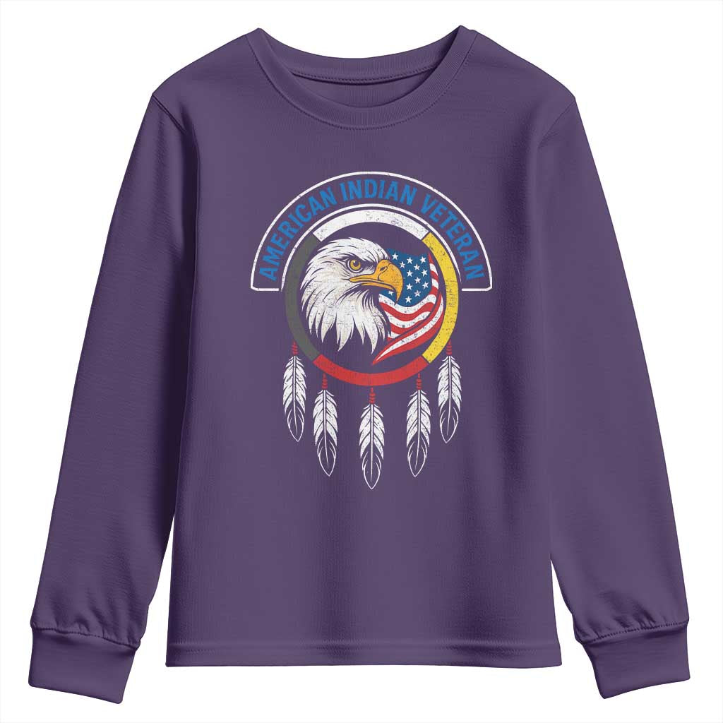American Indian Veteran Youth Sweatshirt Native American Veteran Eagle Dreamcatcher - Wonder Print Shop
