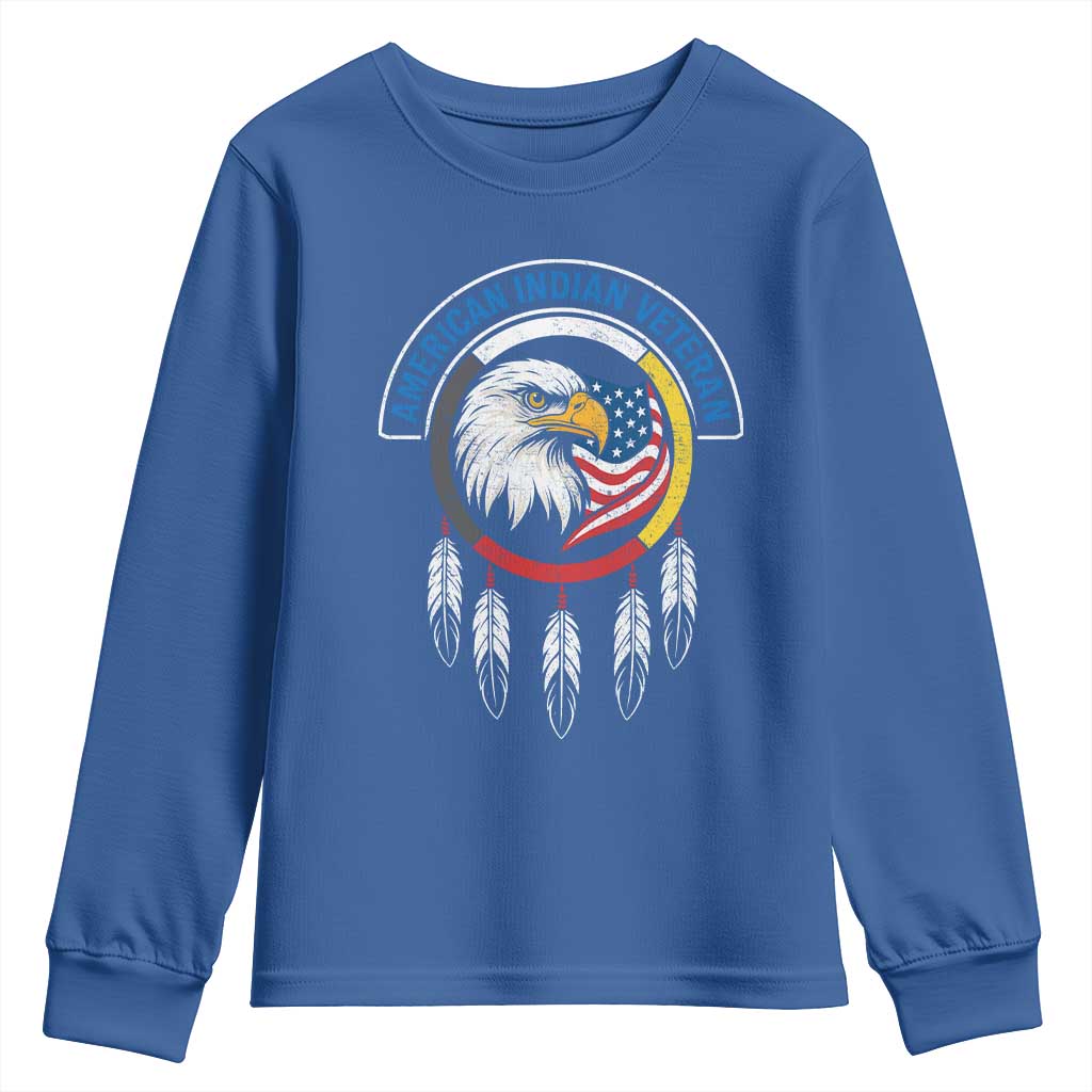 American Indian Veteran Youth Sweatshirt Native American Veteran Eagle Dreamcatcher - Wonder Print Shop