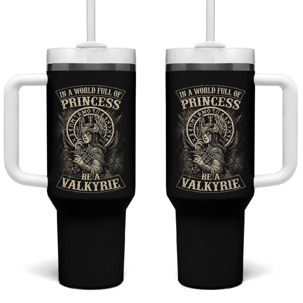 In A World Full Of Princess Be A Valkyrie Tumbler With Handle Viking Norse Mythology - Wonder Print Shop