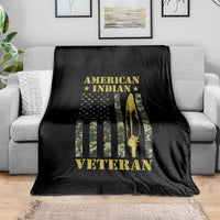American Indian Veteran Throw Blanket Native American Veteran Feathers Camo Flag - Wonder Print Shop