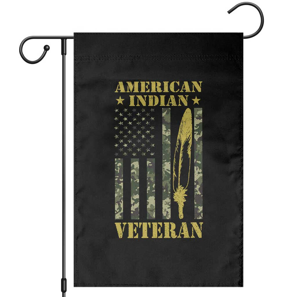 American Indian Veteran Garden Flag Native American Veteran Feathers Camo Flag - Wonder Print Shop